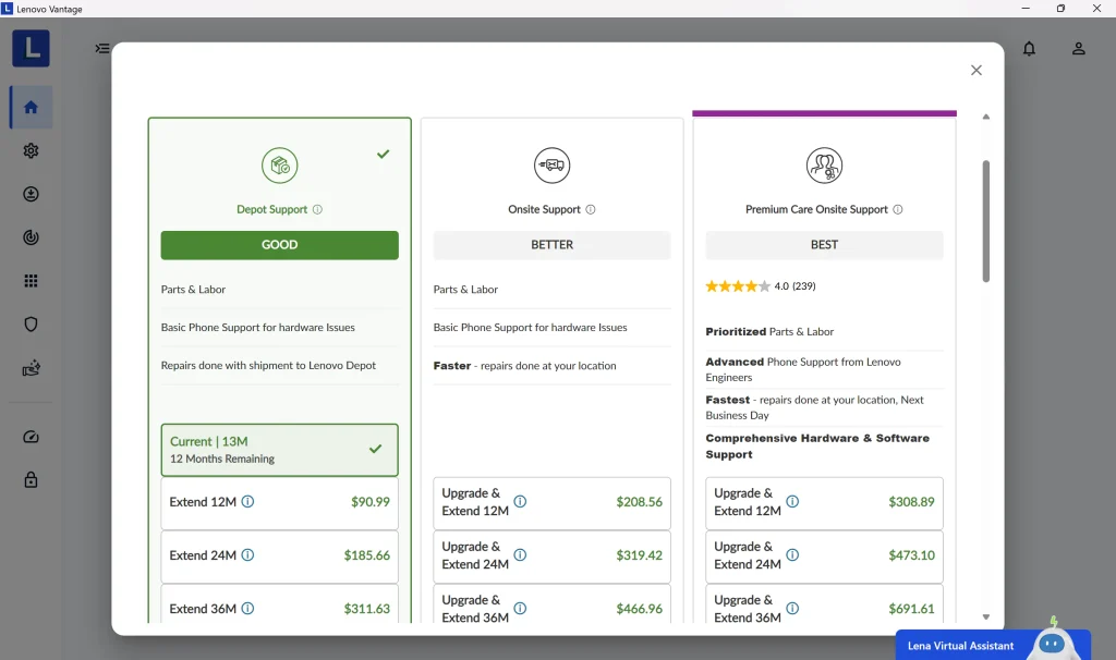 Lenovo Support Costs
