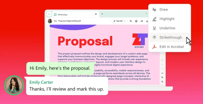 Adobe Integrates Acrobat PDF Tools Directly Into WhatsApp Web And Windows